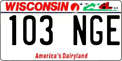 WI license plate 103NGE