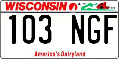 WI license plate 103NGF
