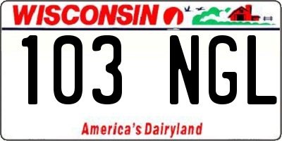 WI license plate 103NGL