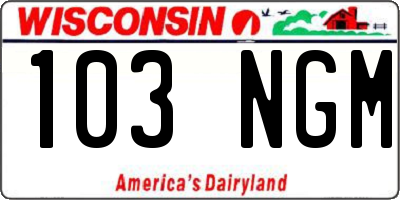WI license plate 103NGM