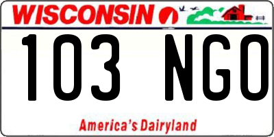 WI license plate 103NGO