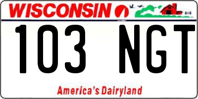 WI license plate 103NGT