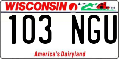 WI license plate 103NGU