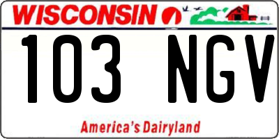 WI license plate 103NGV