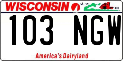 WI license plate 103NGW