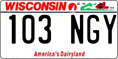 WI license plate 103NGY