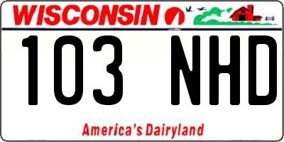 WI license plate 103NHD