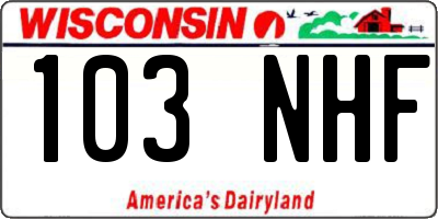 WI license plate 103NHF