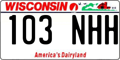 WI license plate 103NHH