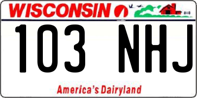 WI license plate 103NHJ