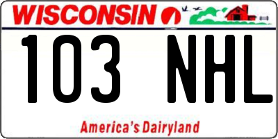 WI license plate 103NHL