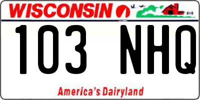 WI license plate 103NHQ