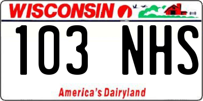 WI license plate 103NHS