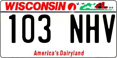 WI license plate 103NHV