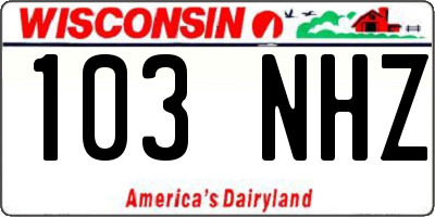 WI license plate 103NHZ