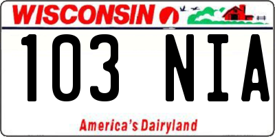 WI license plate 103NIA