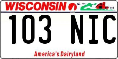WI license plate 103NIC