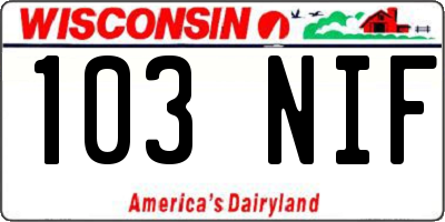 WI license plate 103NIF