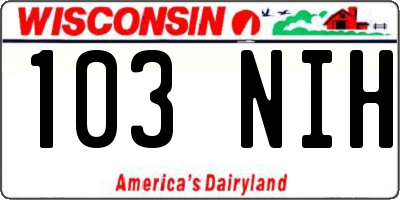 WI license plate 103NIH