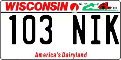 WI license plate 103NIK