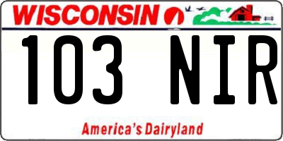 WI license plate 103NIR