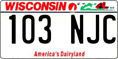 WI license plate 103NJC