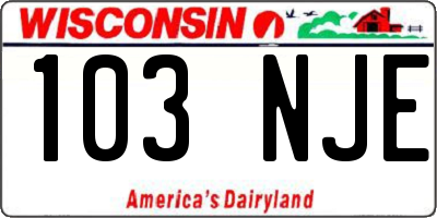 WI license plate 103NJE