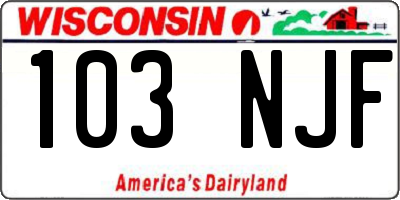 WI license plate 103NJF