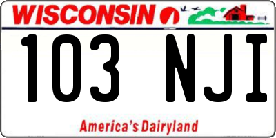 WI license plate 103NJI