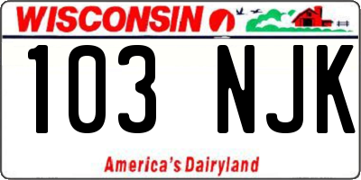 WI license plate 103NJK