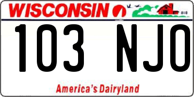 WI license plate 103NJO