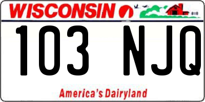 WI license plate 103NJQ
