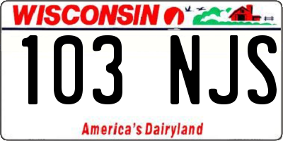 WI license plate 103NJS
