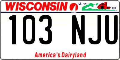 WI license plate 103NJU