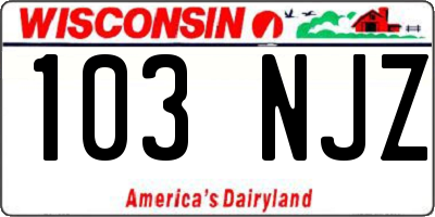 WI license plate 103NJZ