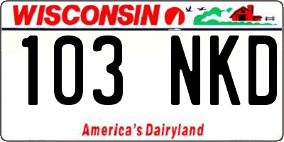 WI license plate 103NKD