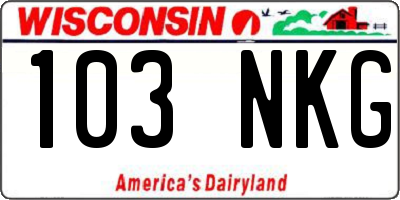 WI license plate 103NKG