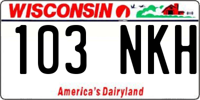 WI license plate 103NKH