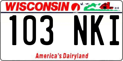 WI license plate 103NKI
