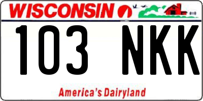 WI license plate 103NKK