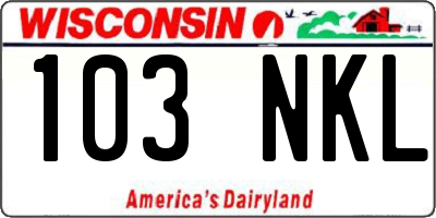 WI license plate 103NKL