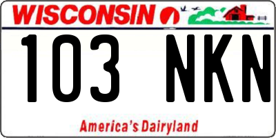 WI license plate 103NKN