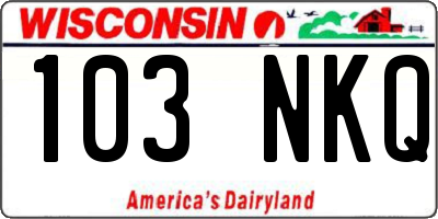 WI license plate 103NKQ