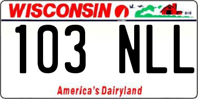 WI license plate 103NLL