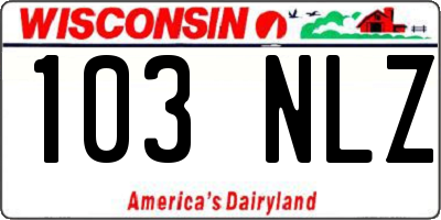 WI license plate 103NLZ