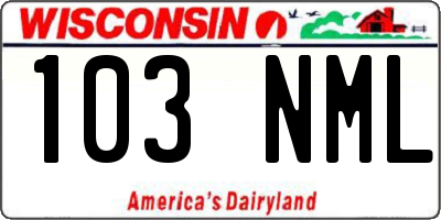 WI license plate 103NML