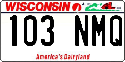 WI license plate 103NMQ