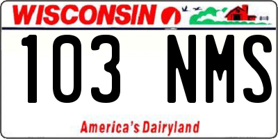 WI license plate 103NMS