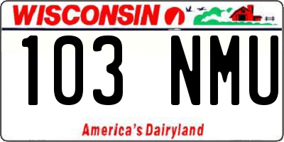 WI license plate 103NMU