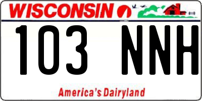 WI license plate 103NNH